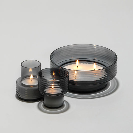 conjunto de 3 Castiçais em vidro GLOW TOGETHER em Fumado
